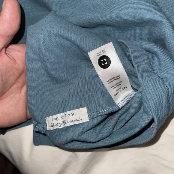 Rag & Bone New York Standard Issue Polo Shirt XL Blue Solid Short Sleeve Men's - Picture 6 of 7